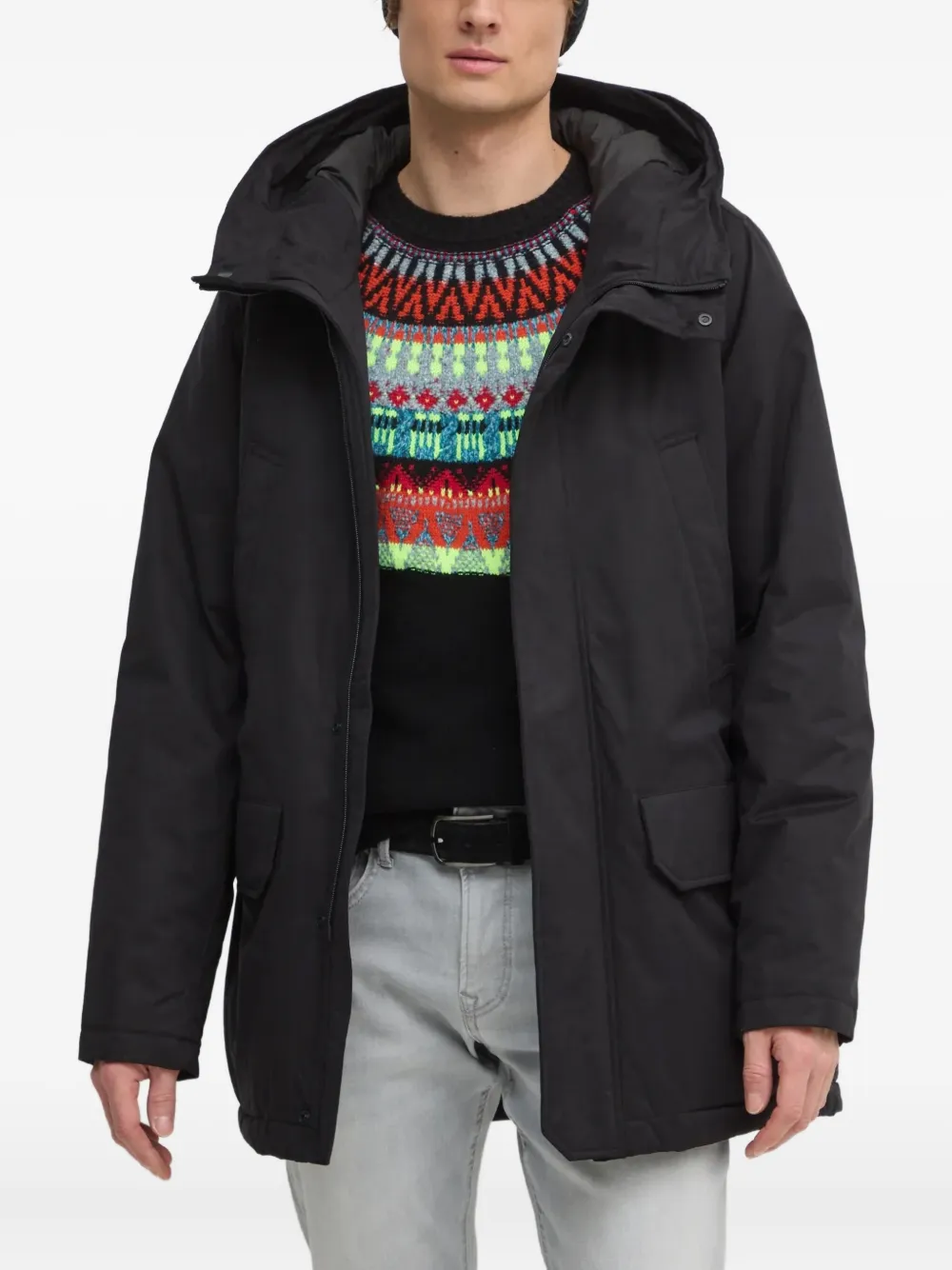 Benetton chaqueta con capucha y bolsillo | negro | Image 1