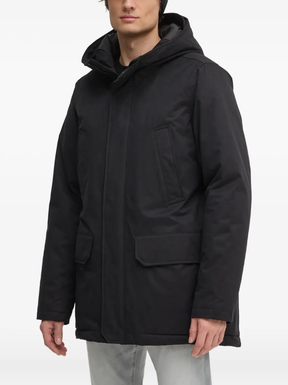 Benetton Hooded Pocket Jacket In Black