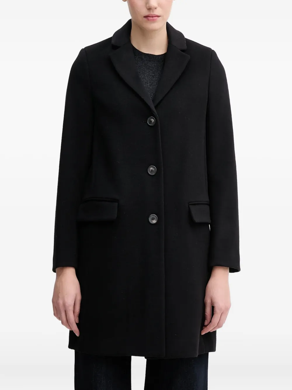 Benetton button pocket coat | Black | Image 1