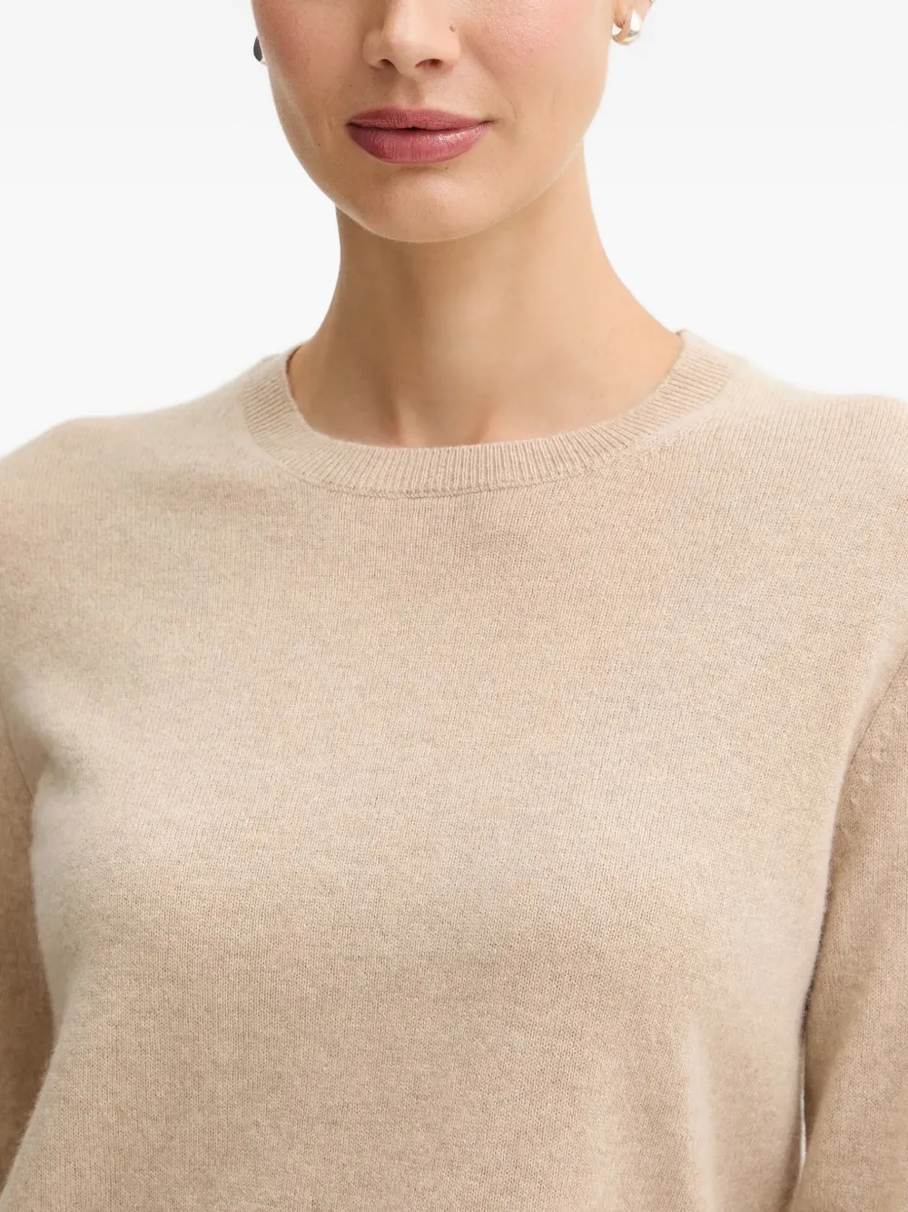 Benetton Kasjmier trui met geribbelde manchetten Beige