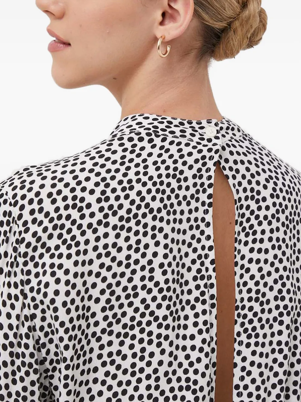 Benetton Polka-dot Open-back Midi Dress In Gray