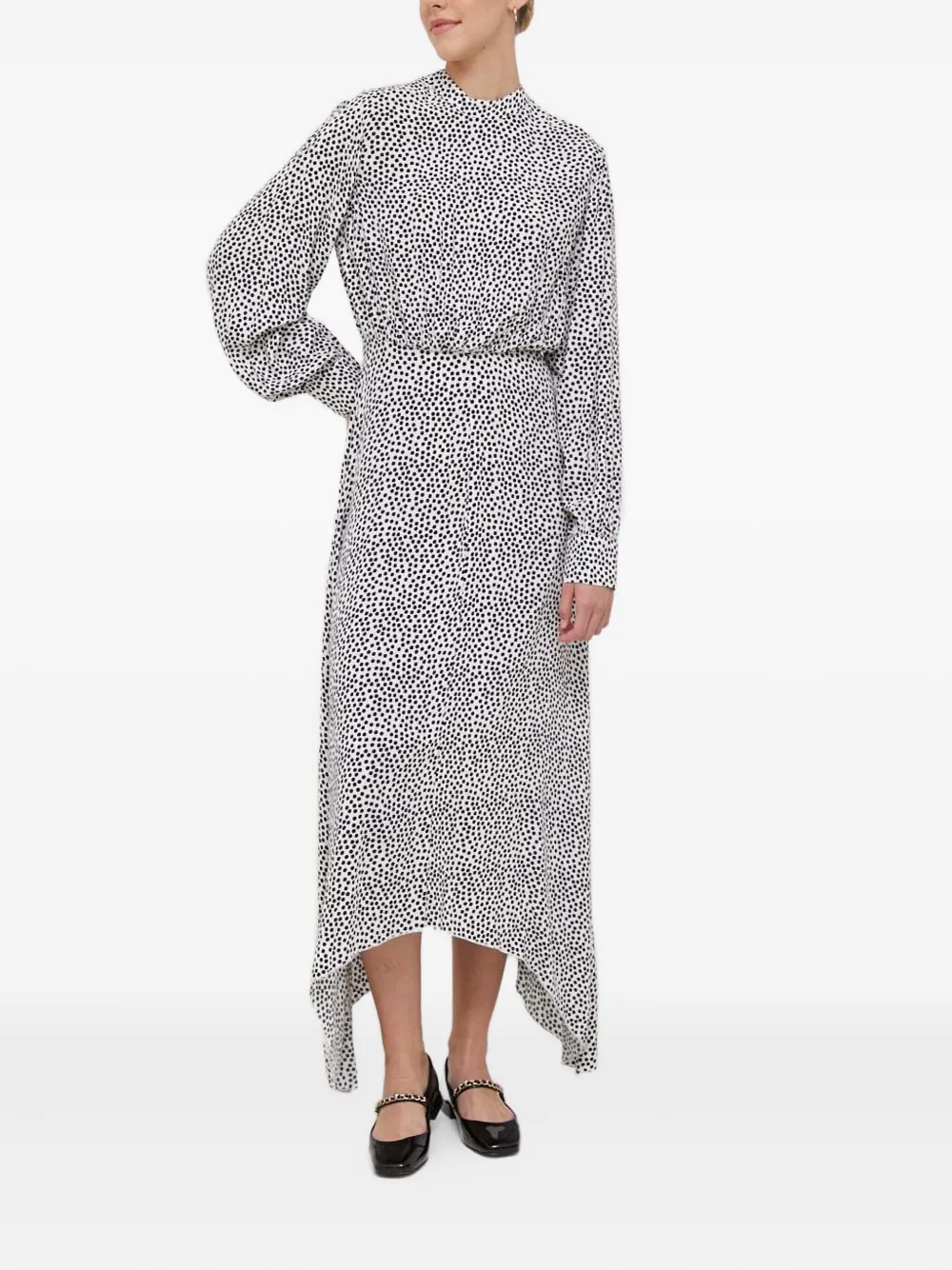 Benetton polka-dot open-back midi dress - ホワイト