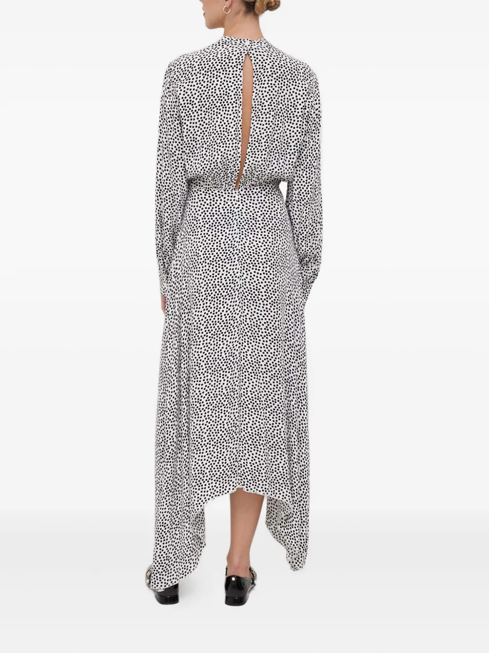 Benetton Midi-jurk met open rug en stippen - Wit