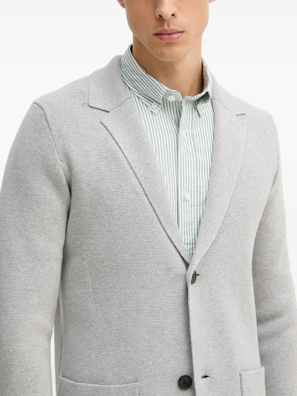 Benetton Pocket Button Suit Jacket In Gray