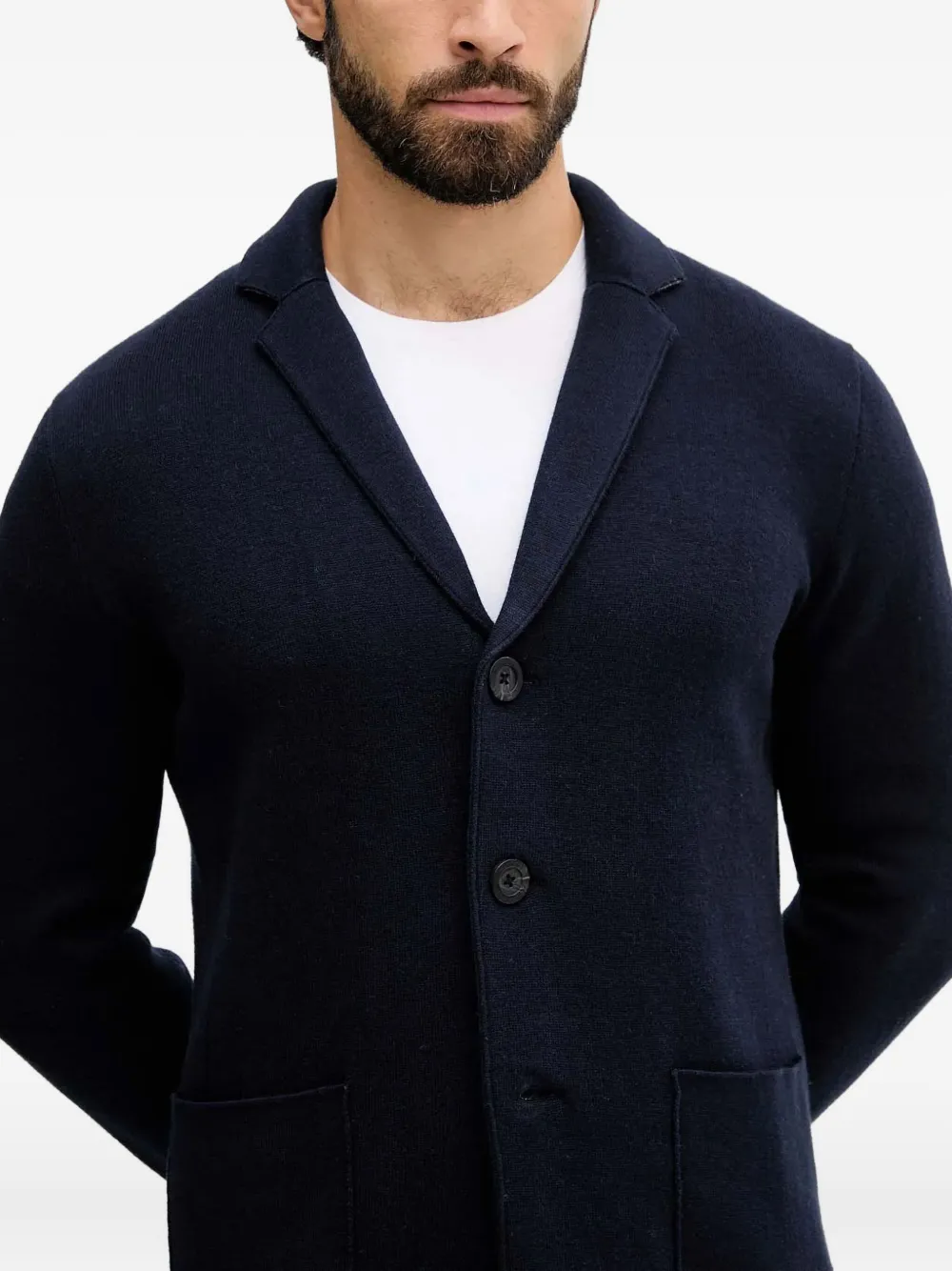 Benetton Pocket Button Cardigan In Blue
