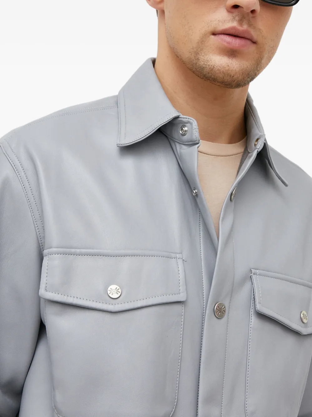 Benetton Pocket Button Shirt In Gray