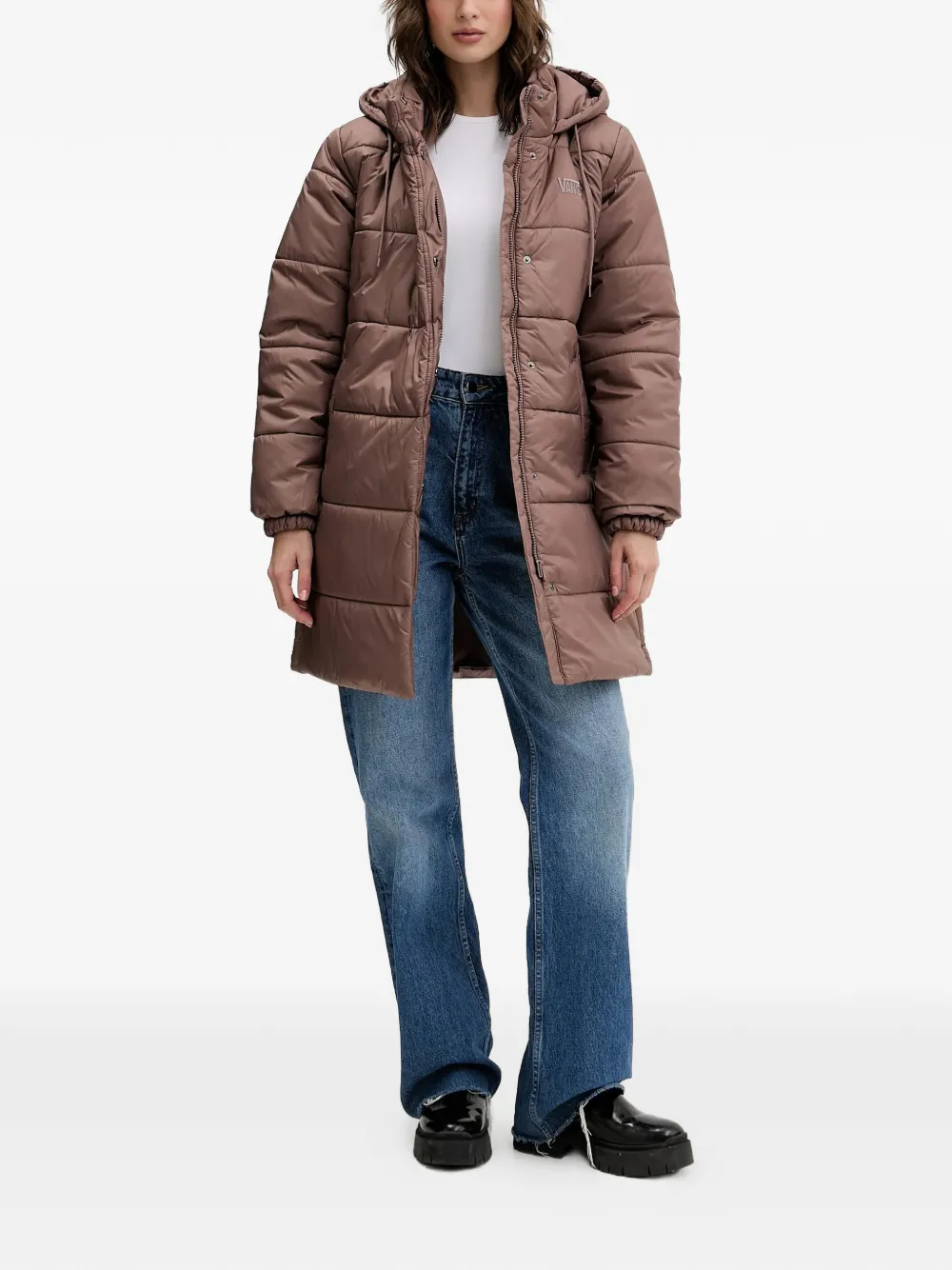  Vans Hooded Quilted Jacket - Brown 