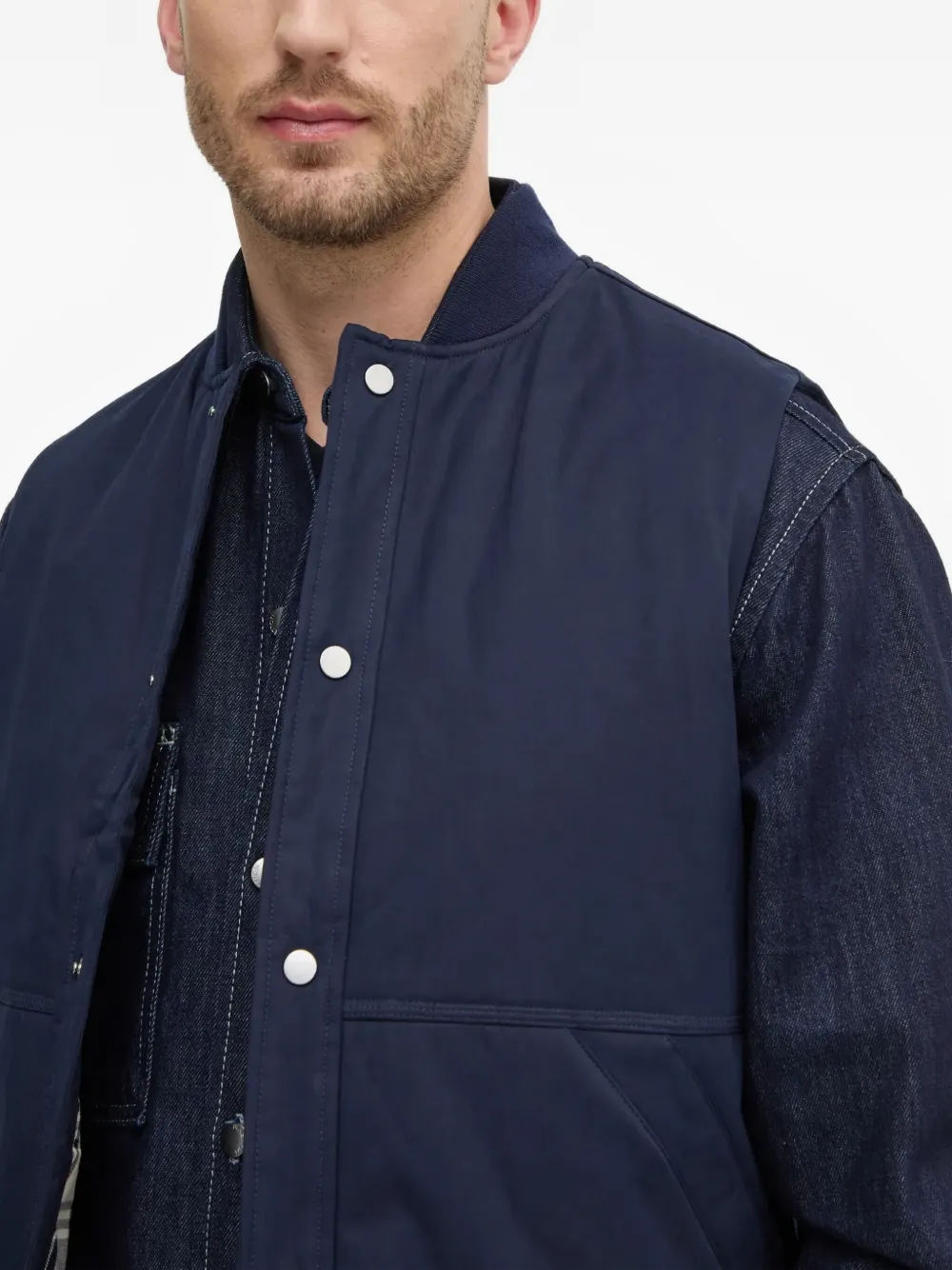 Benetton Press-stud Jacket In Blue