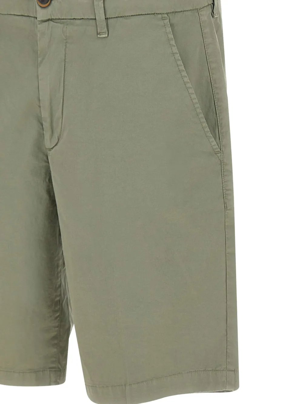 Re-hash Bernini Button Welt-pockets Shorts In Green