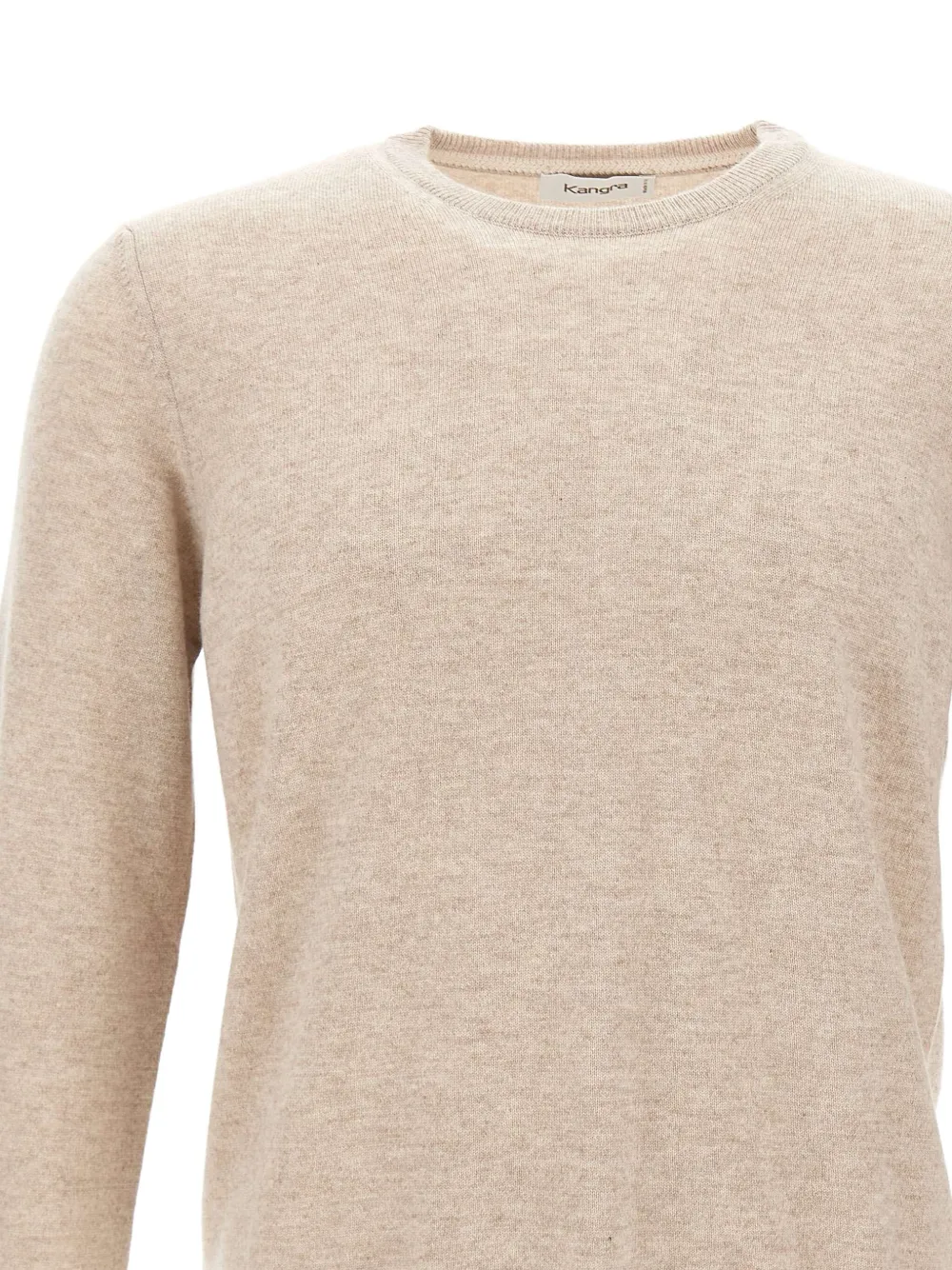 Kangra Geribbelde sweater met ronde hals Beige