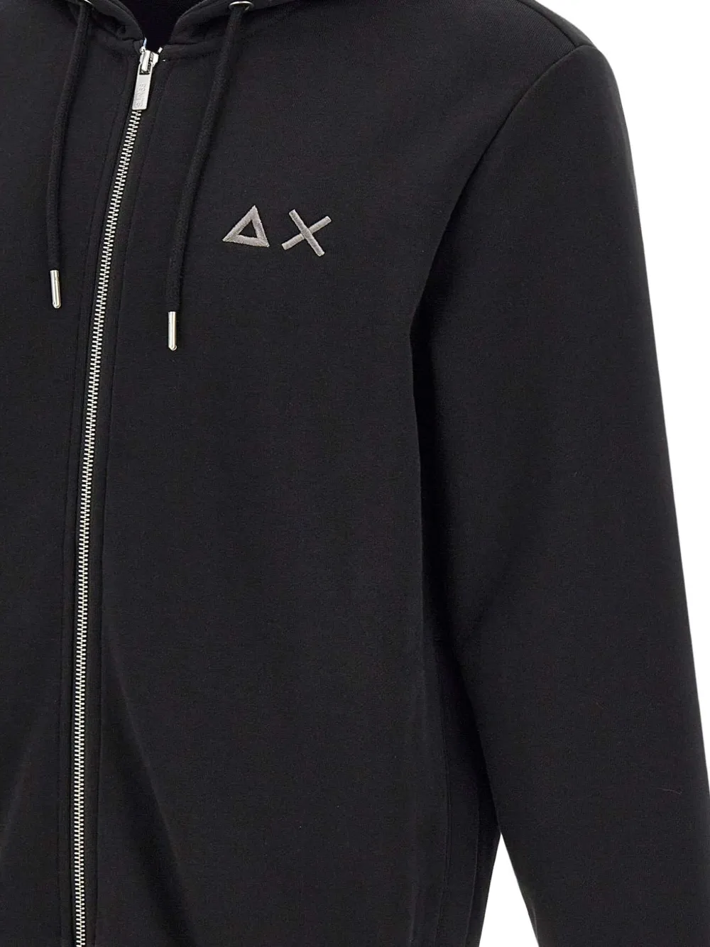 Sun68 Hoodie met geborduurd logo en rits Zwart