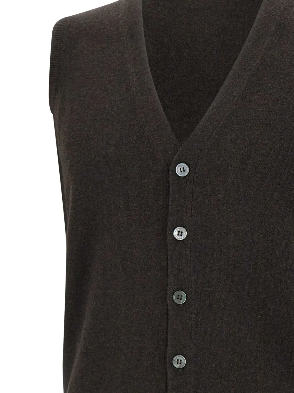 Filippo De Laurentiis Button Ribbed Gilet In Brown
