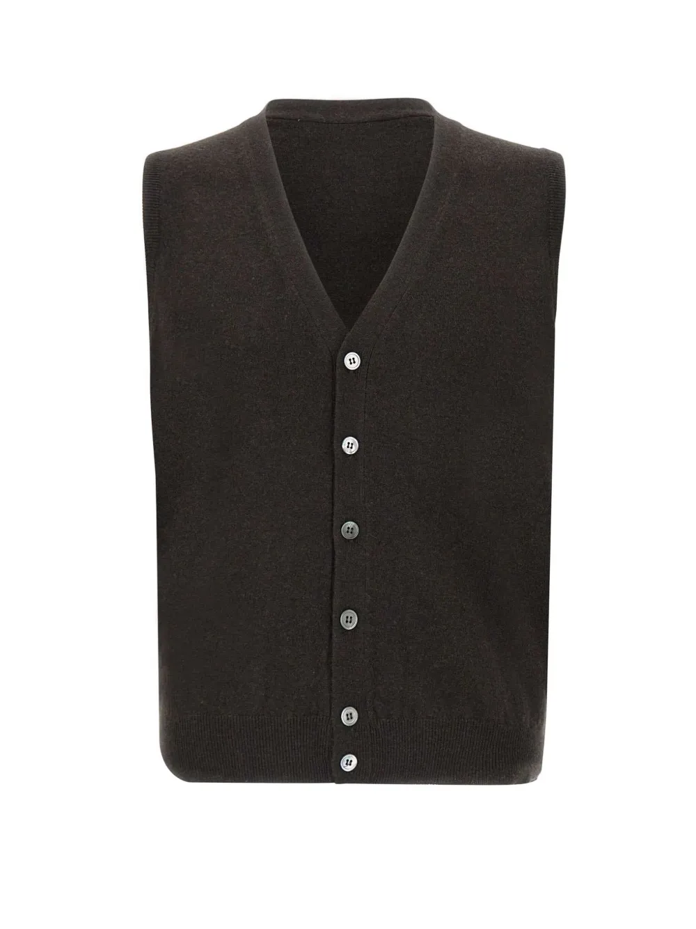Filippo De Laurentiis Button Ribbed Gilet In Brown
