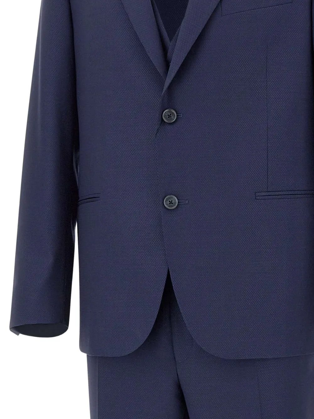 Marchesani Textured Three-piece Suit In Blue