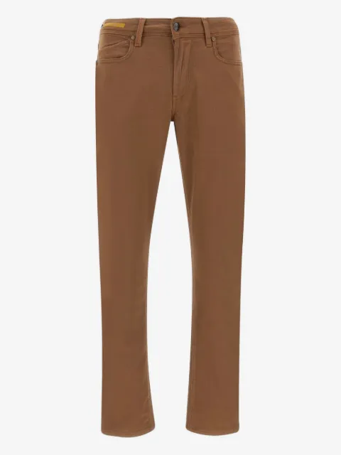 Re-Hash five-pocket logo-patch trousers
