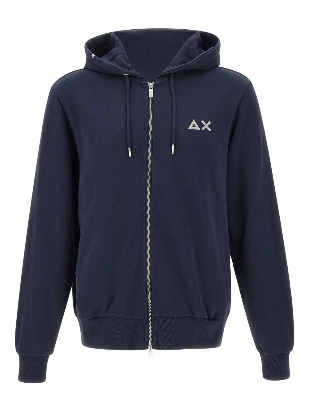 Sun 68 Zip-up Chest-logo Cotton Hoodie In Blue