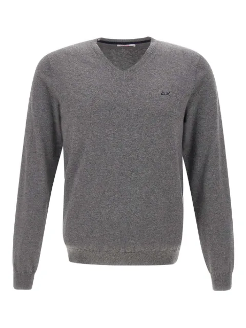 Sun68 embroidered-logo V-neck jumper