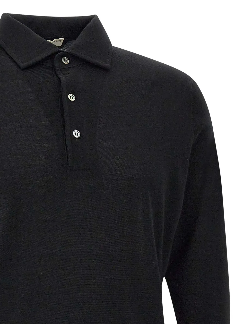 Filippo De Laurentiis Geribbeld poloshirt met lange mouwen Zwart