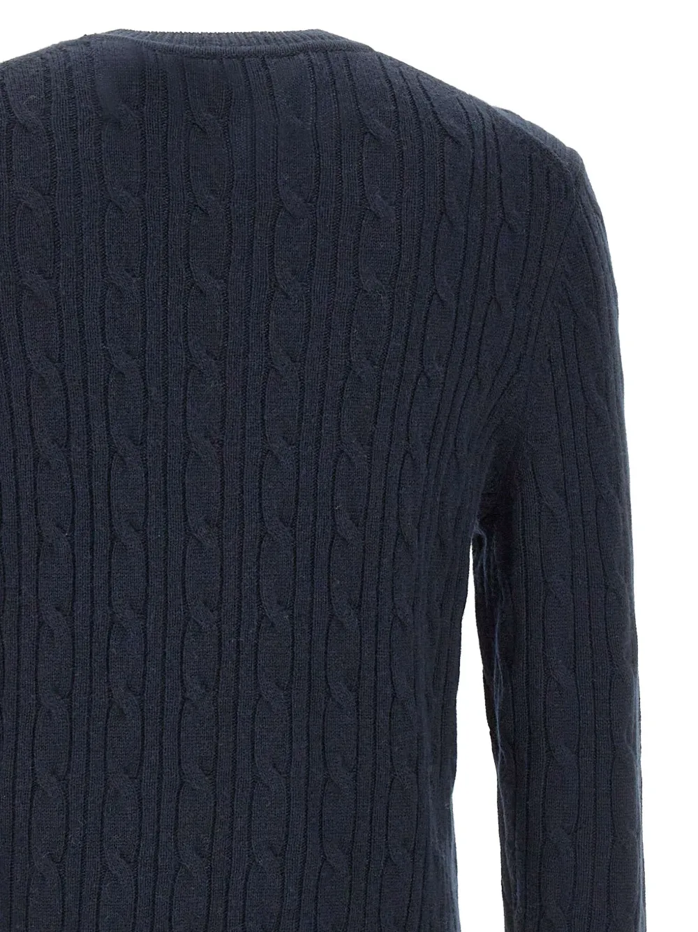 BOSS Kabelgebreide trui met ronde hals Blauw