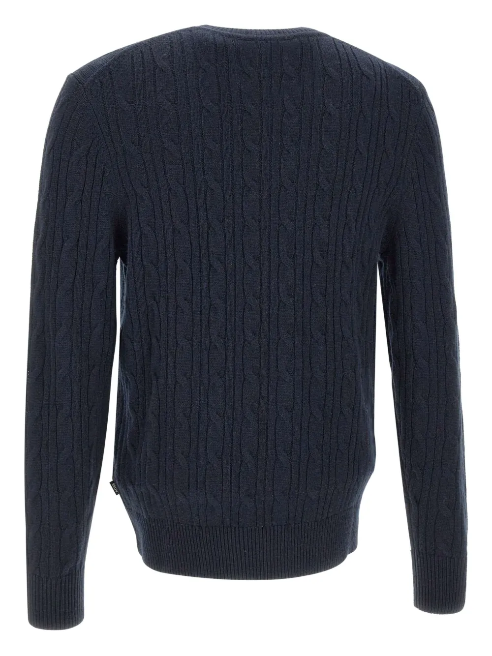 BOSS cable knit crew neck sweater - Blauw