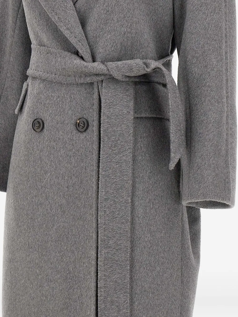 Max Mara Astro Belted Double-breasted Coat In Gray