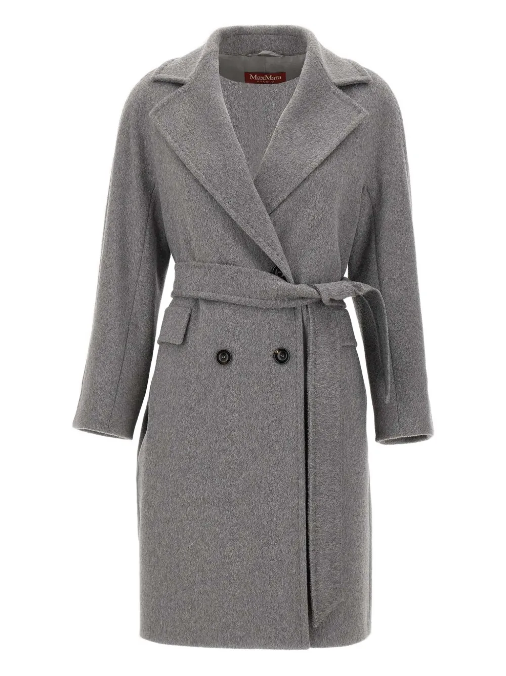 Max Mara Astro Belted Double-breasted Coat In Gray