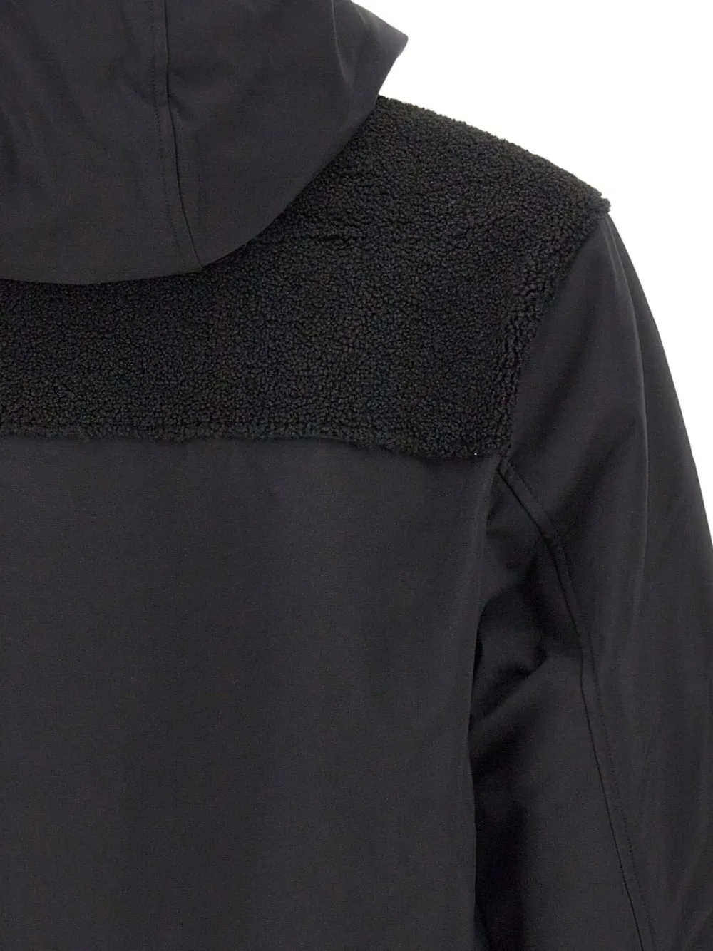 Arte Antwerp Elasticated-trims Fleece-panel Hooded Jacket In Black