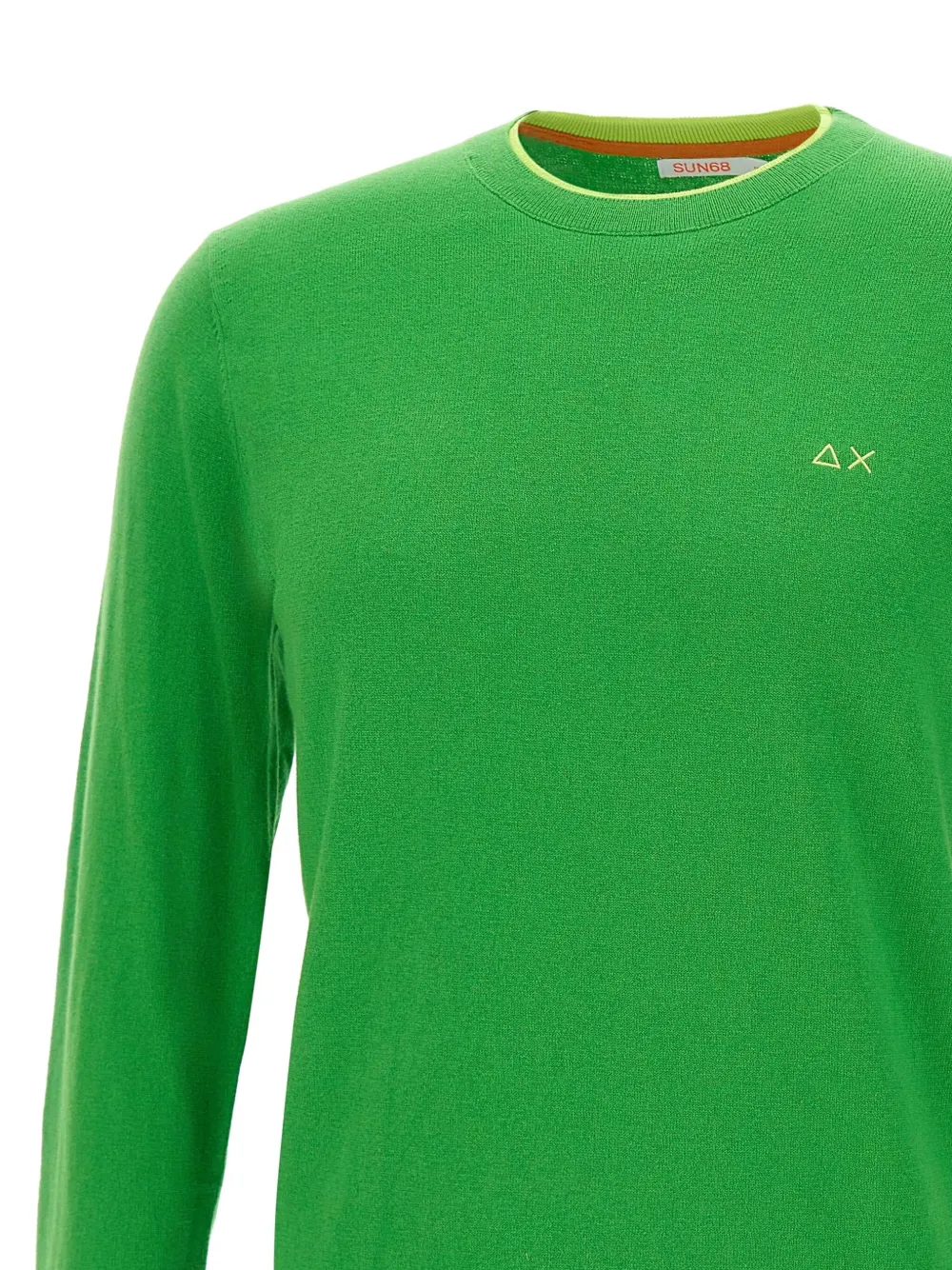 Sun 68 Embroidered Crew-neck Sweater In Green