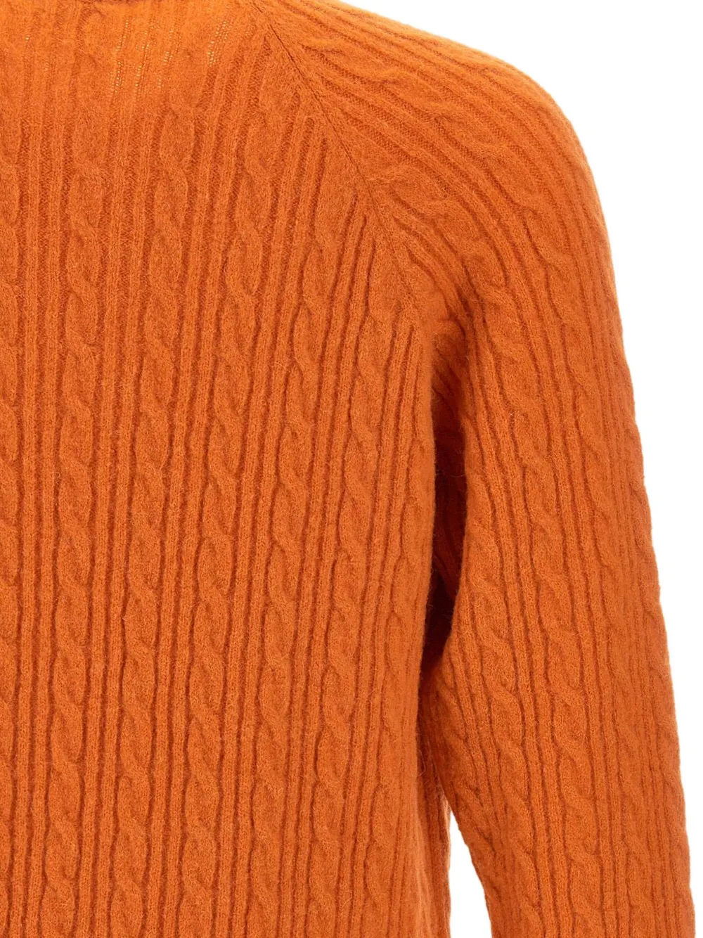 Paul Smith Cable-knit Crew Neck Sweater In Orange