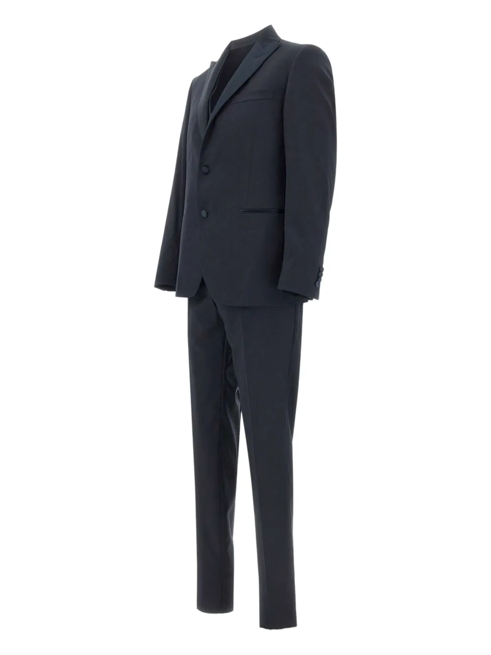 Marchesani satin trim three-piece suit - Blauw
