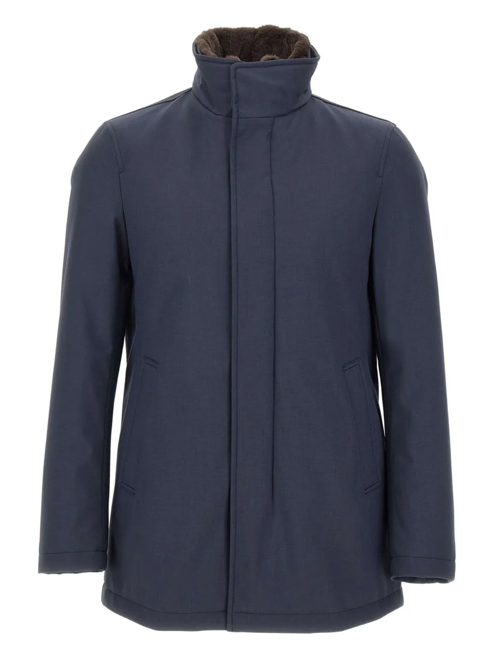 Herno faux fur collar parka - ブルー Herno faux fur collar parka - ブルー