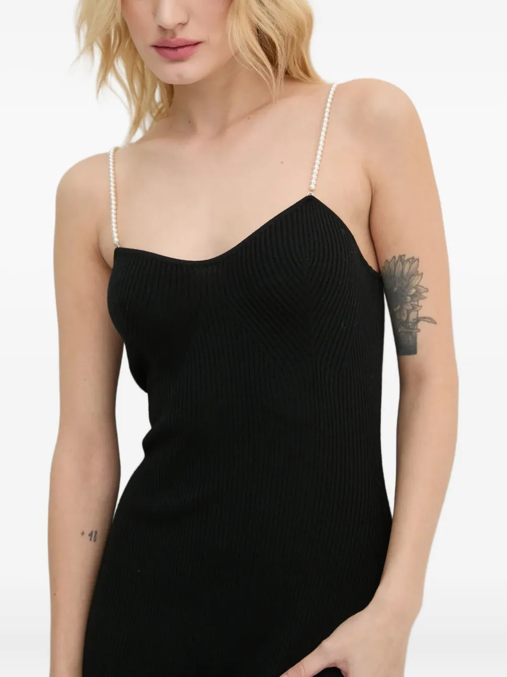 From Future Pearl-strap Midi Dress In Black