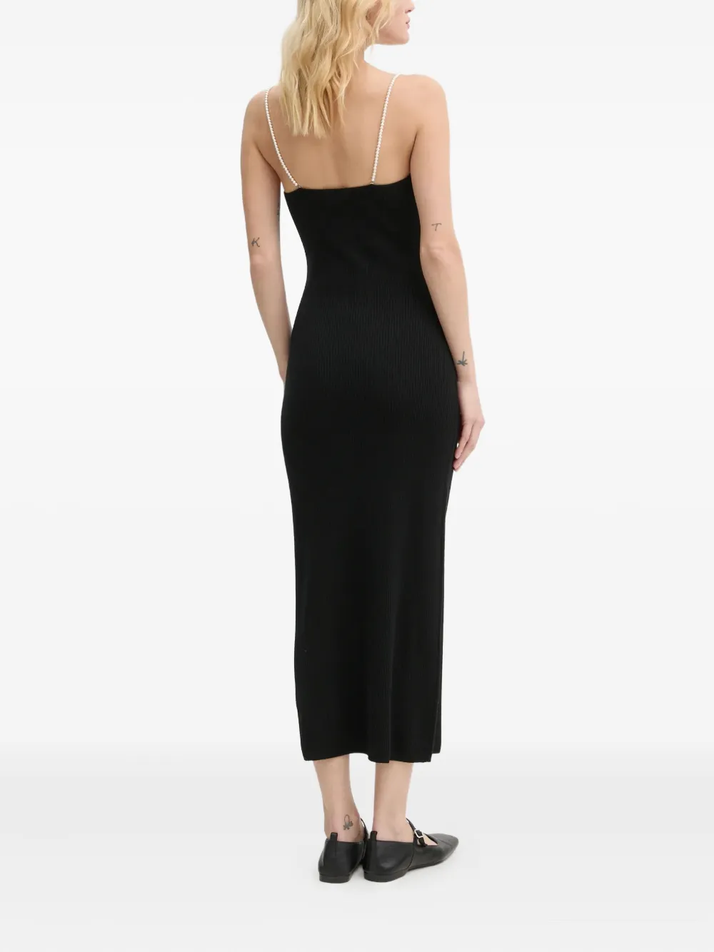 From Future Pearl-strap Midi Dress In Black