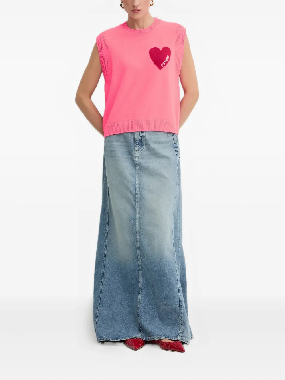 From Future Heart-motif Sleeveless Vest In Pink