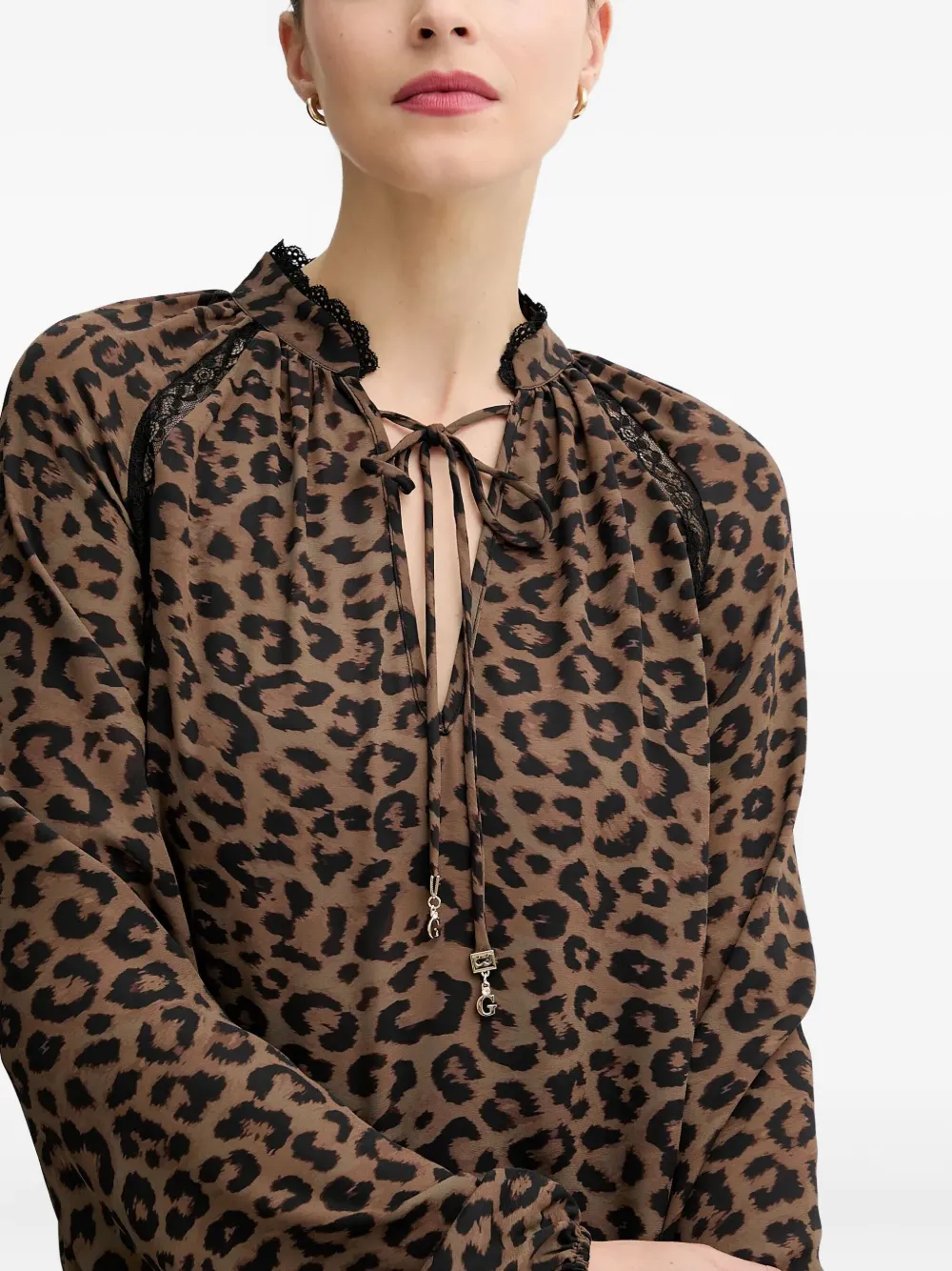 GUESS USA Top met dierenprint Bruin