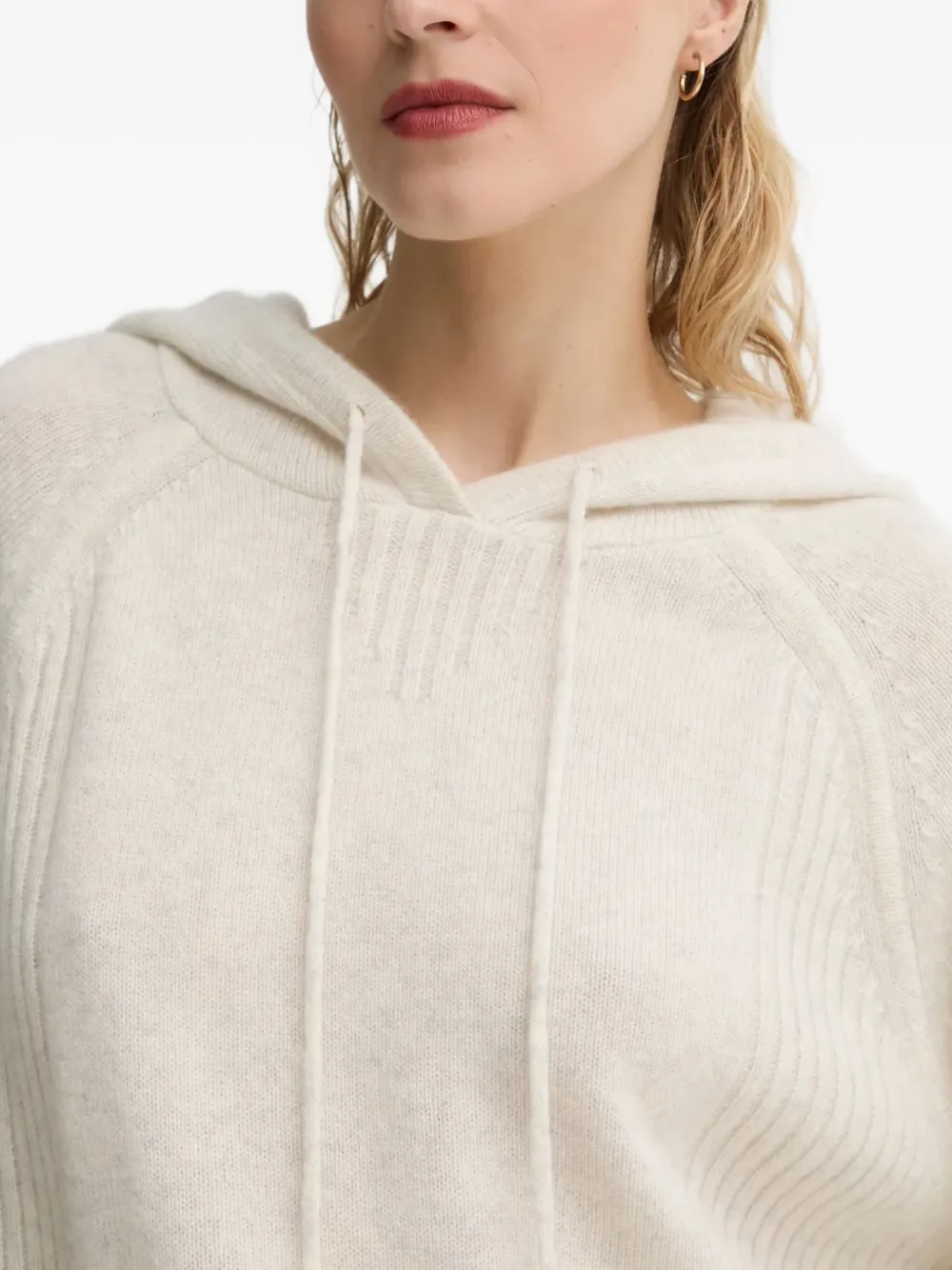 From Future Hooded Ribbed Hoodie In Neutral