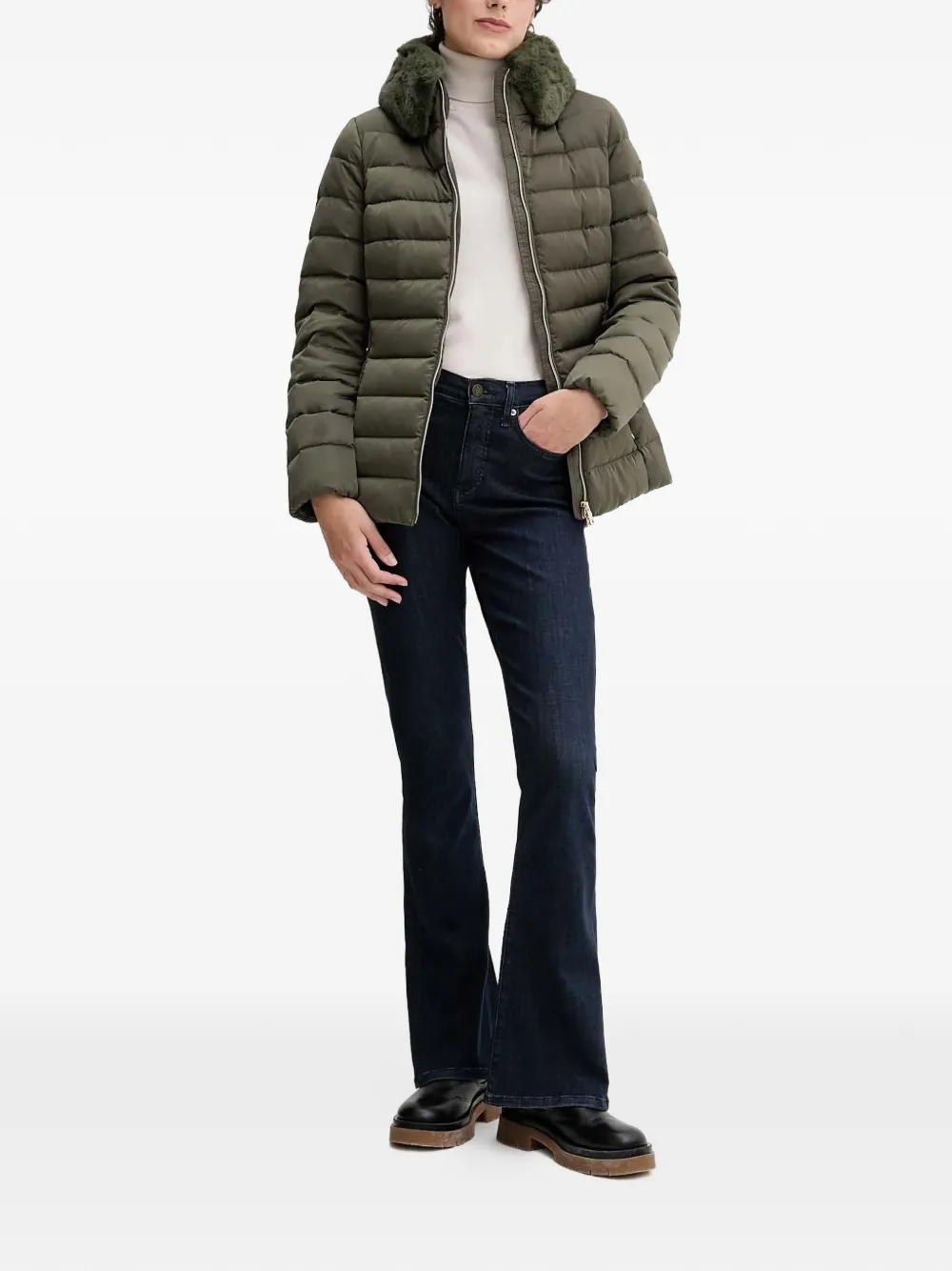  Geox Bettanie Texture-collar Quilted Jacket - Green 