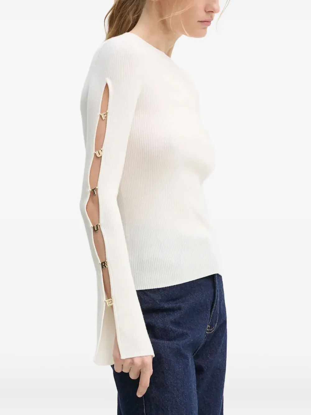  From Future Slit-sleeve Sweater - White 