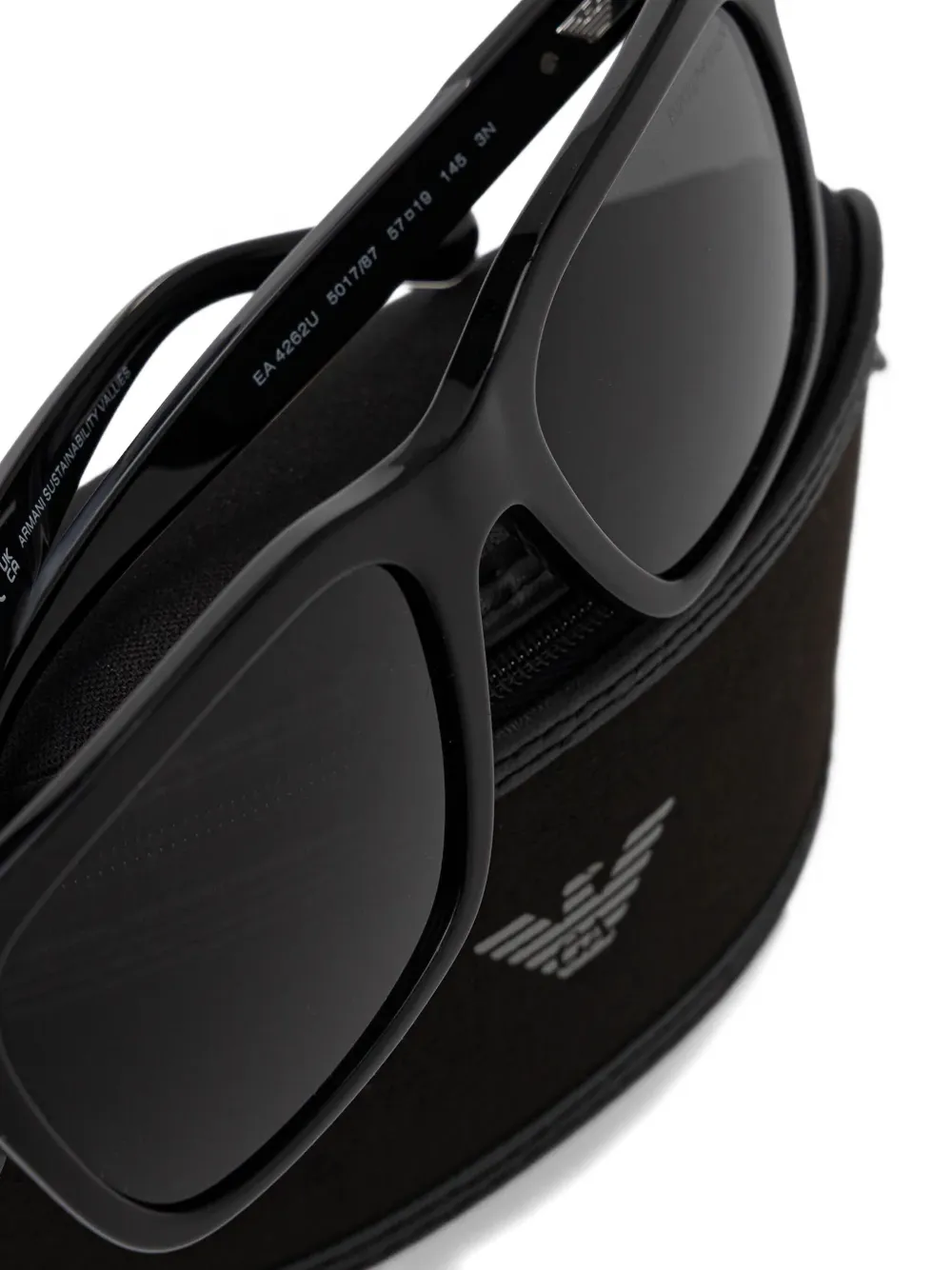 Emporio Armani Zonnebril met rechthoekig montuur Zwart