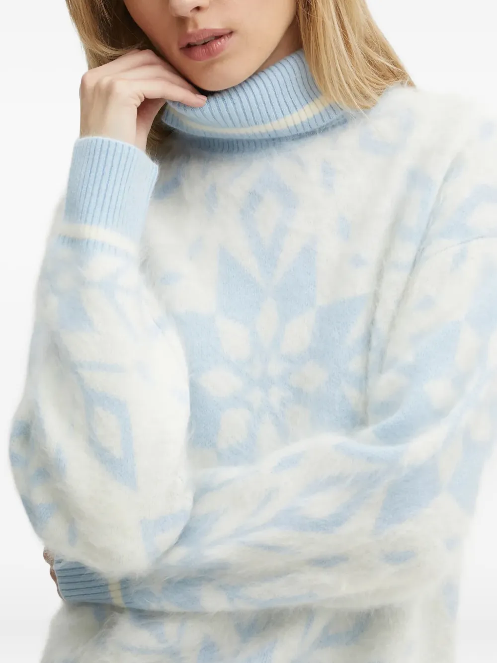 From Future Roll-neck Patterned Sweater In White