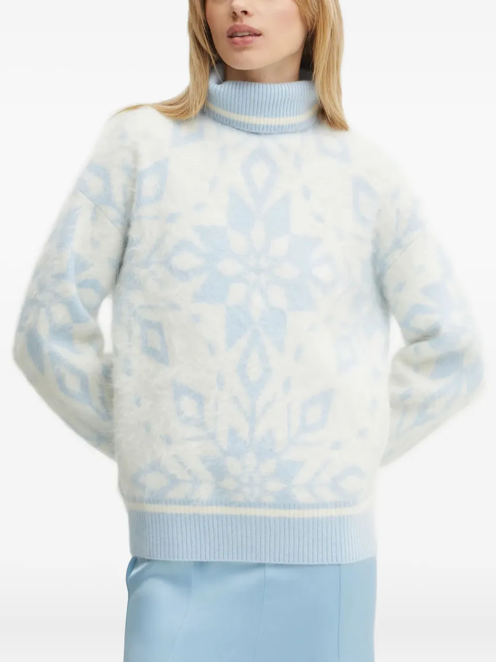 FROM FUTURE roll-neck patterned sweater | White | Image 1