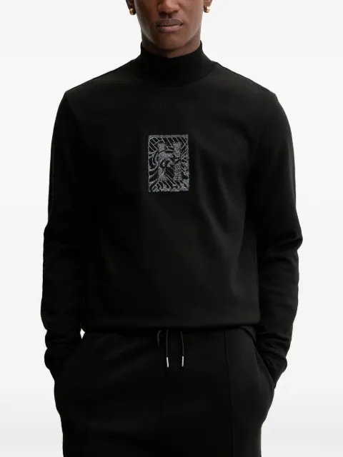 HUGO roll-neck embroidered-detail sweater