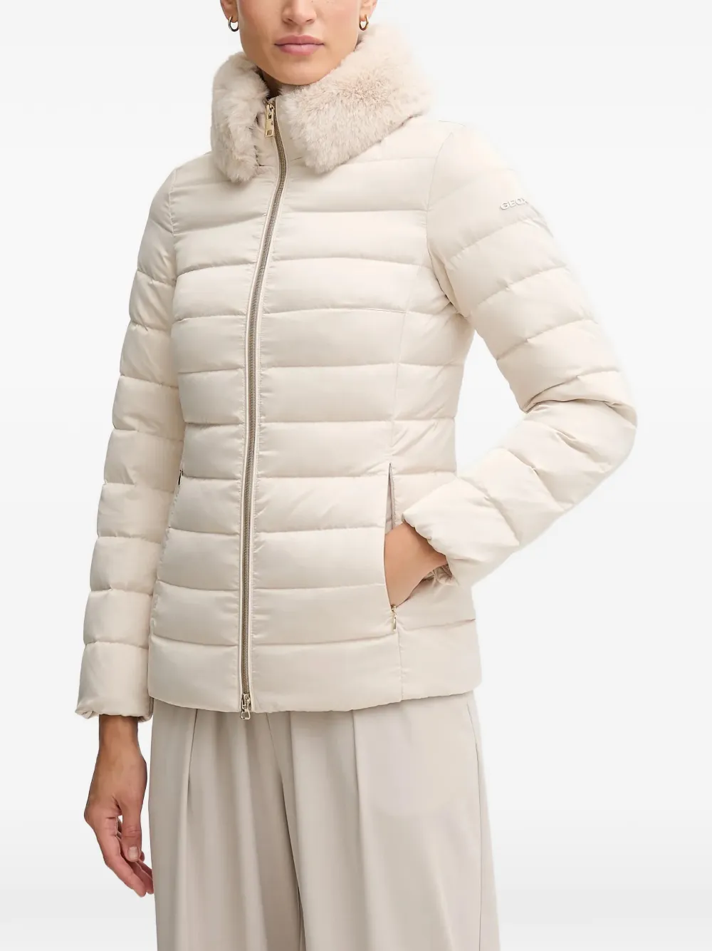  Geox Bettanie Texture-collar Padded Jacket - Neutrals 