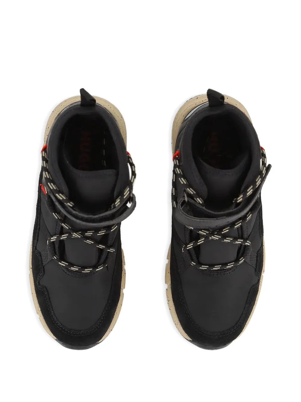 HUGO KIDS touch-strap lace-up boots Zwart