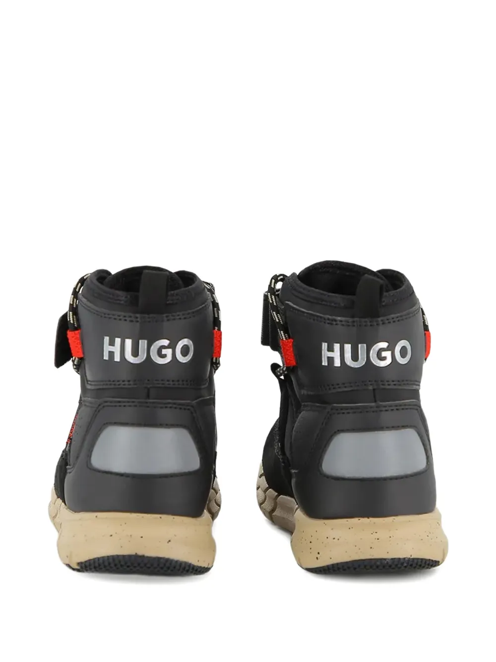 HUGO KIDS touch-strap lace-up boots Zwart