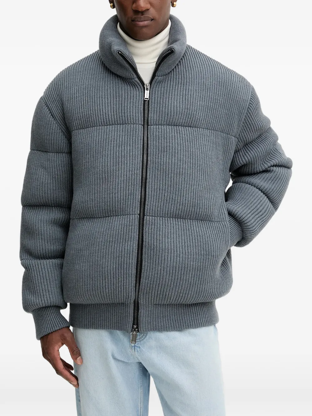 Iceberg ribbed funnel neck jacket - Grigio