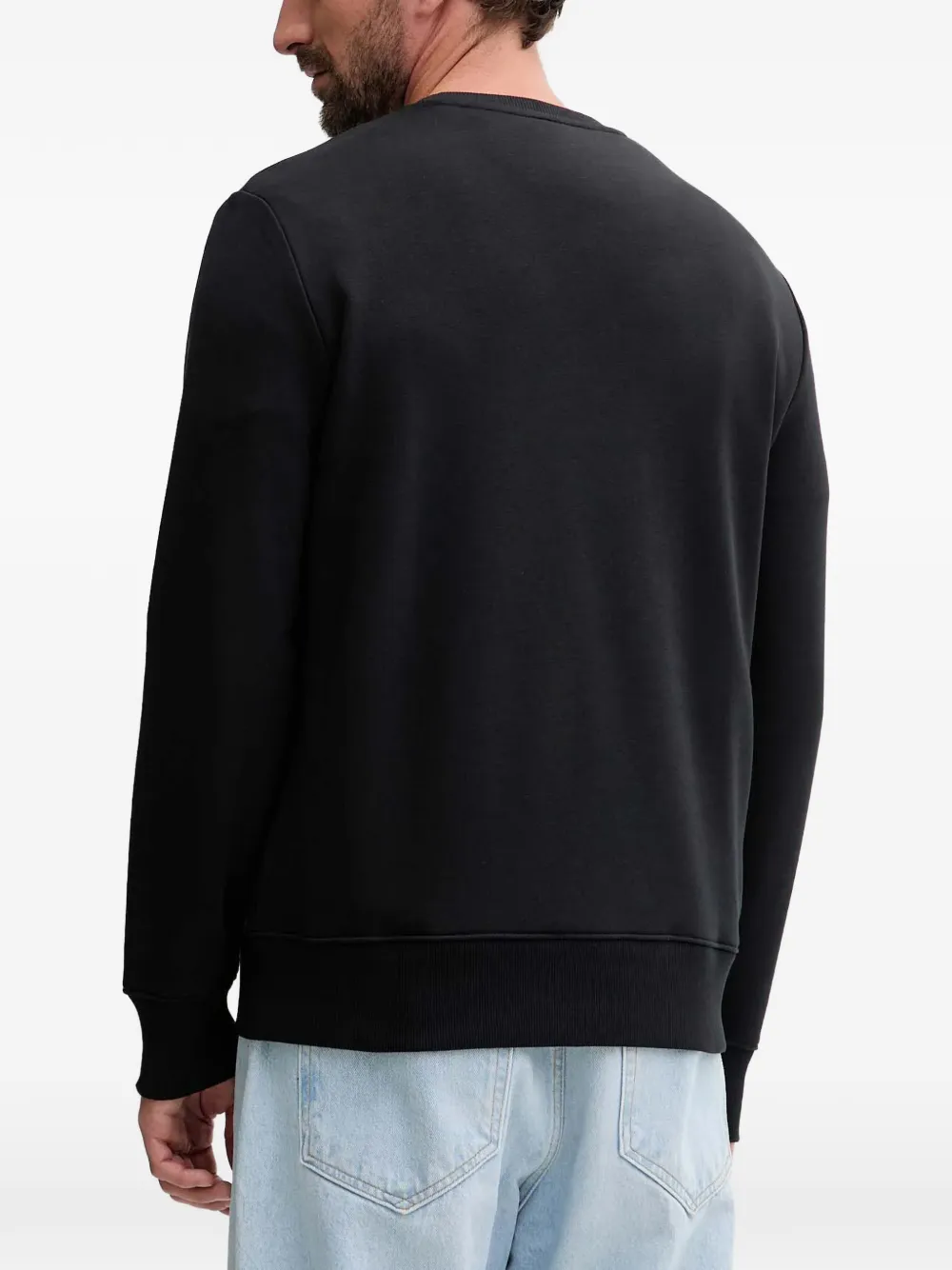 Gant Sweater met ronde hals en patch Zwart