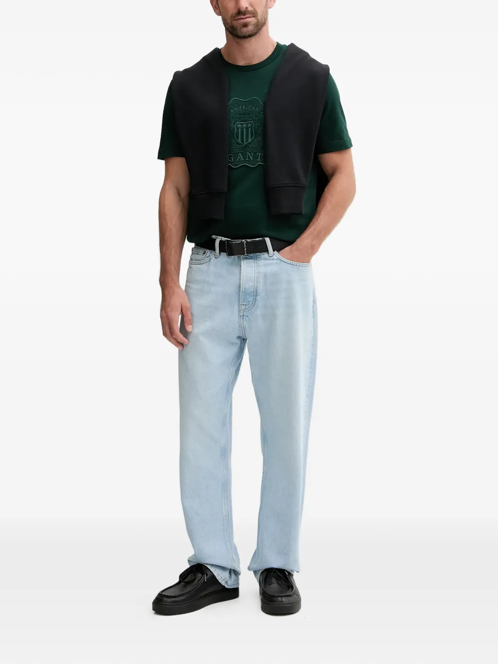 Gant appliqué crew-neck sweatshirt - Zwart