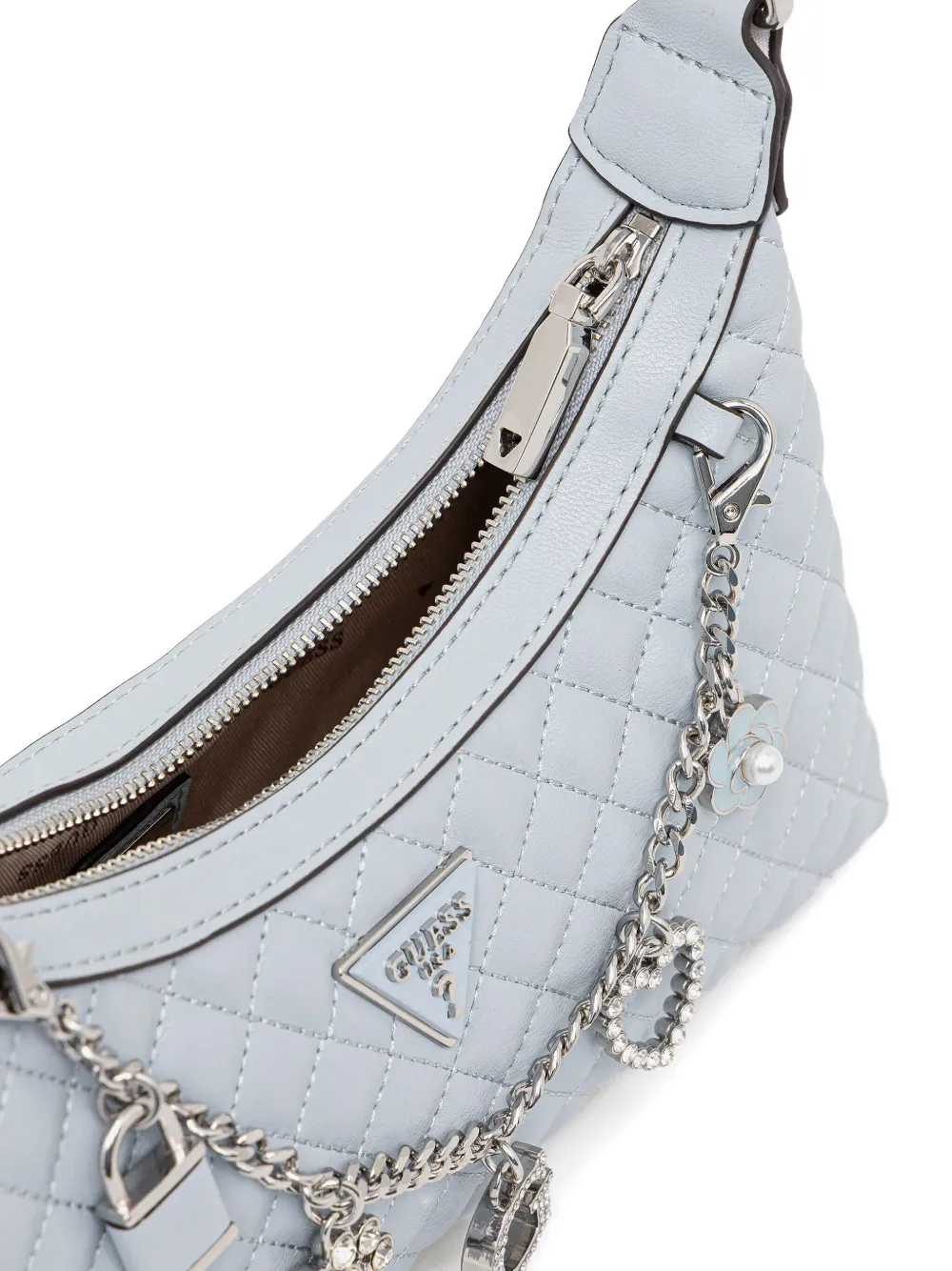 Guess Usa Logo-plaque Leather Shoulder Bag In Blue