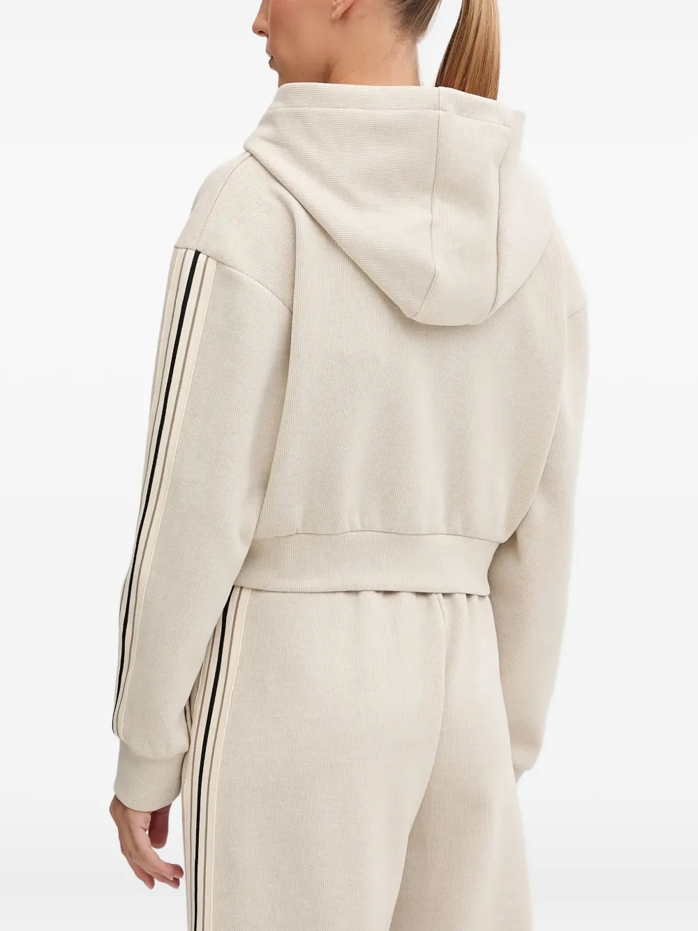 GUESS USA Hoodie met gestreepte mouwen Beige